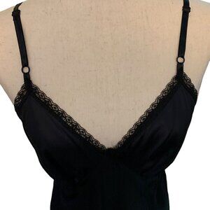 Vintage SEARS Black w Tiered Lace Size 34 (M) Women's Slip Sleepwear Dress